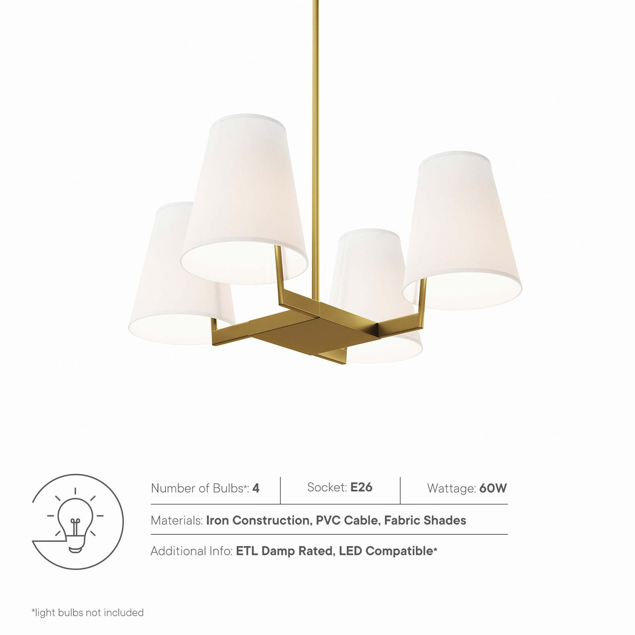 Solvira Pendant Light, White & Satin Brass