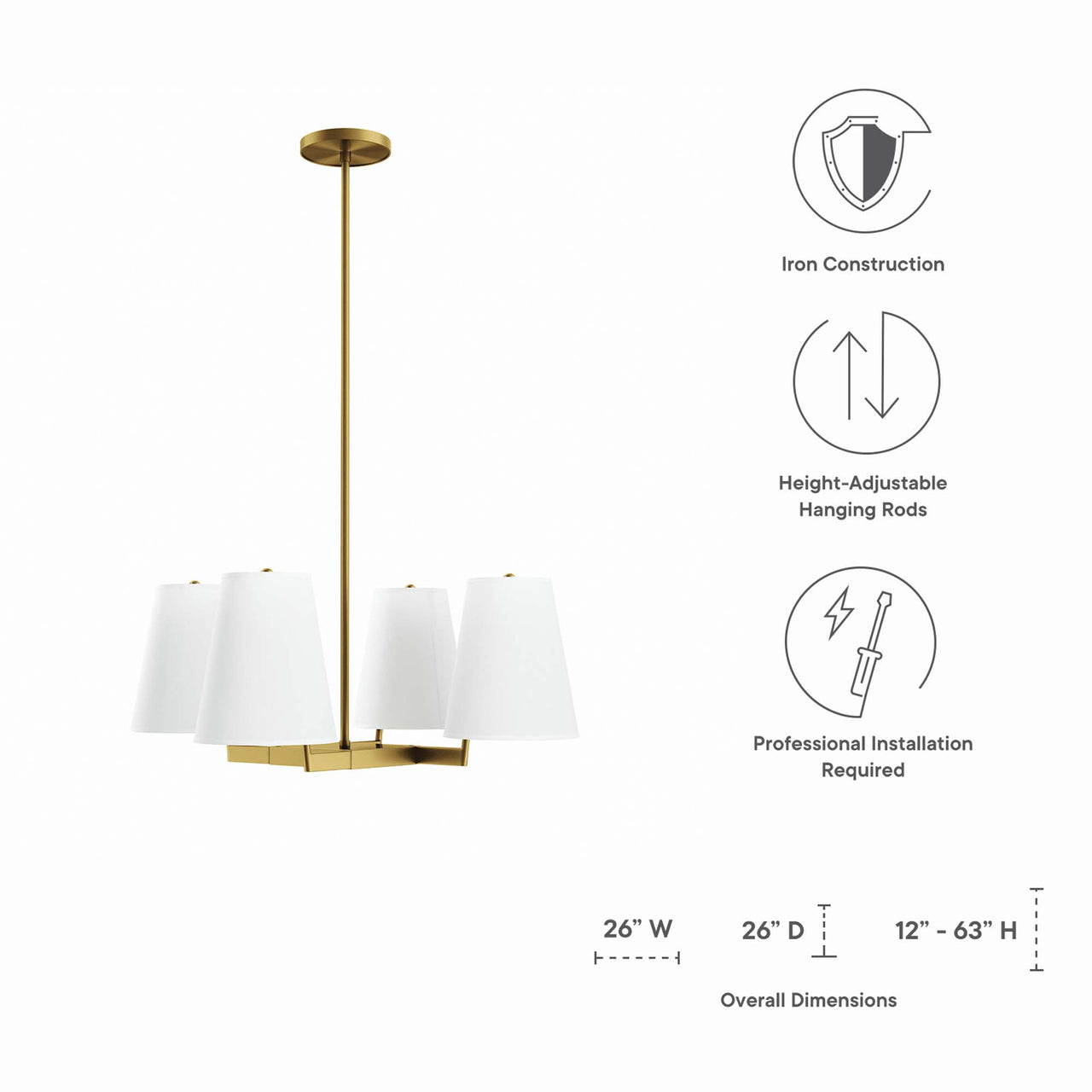 Solvira Pendant Light, White & Satin Brass