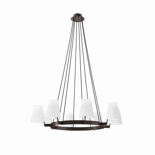 Surround 8-Light Chandelier, White & Bronze