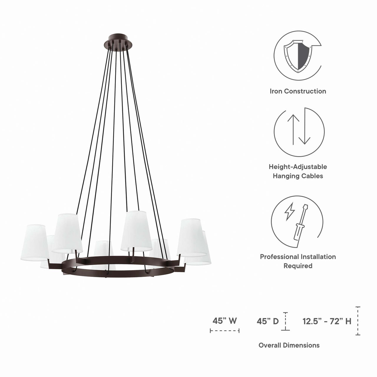 Bind Chandelier, White & Bronze