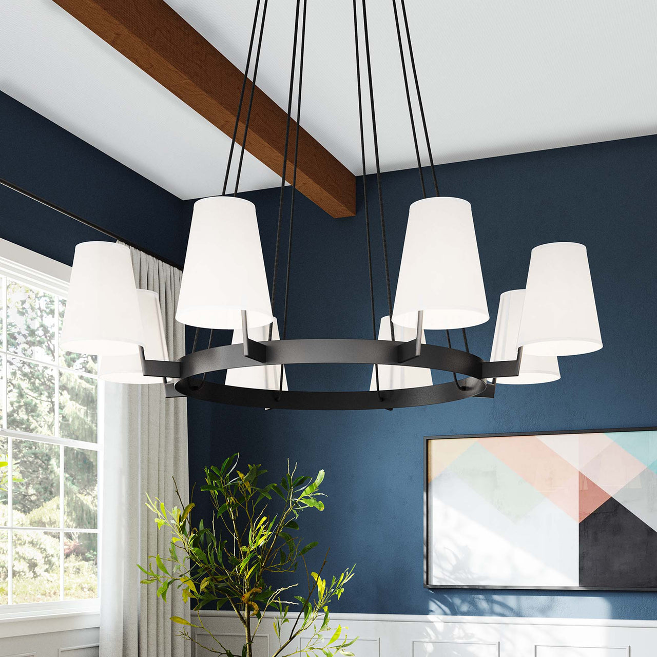 Bind Chandelier, White & Bronze