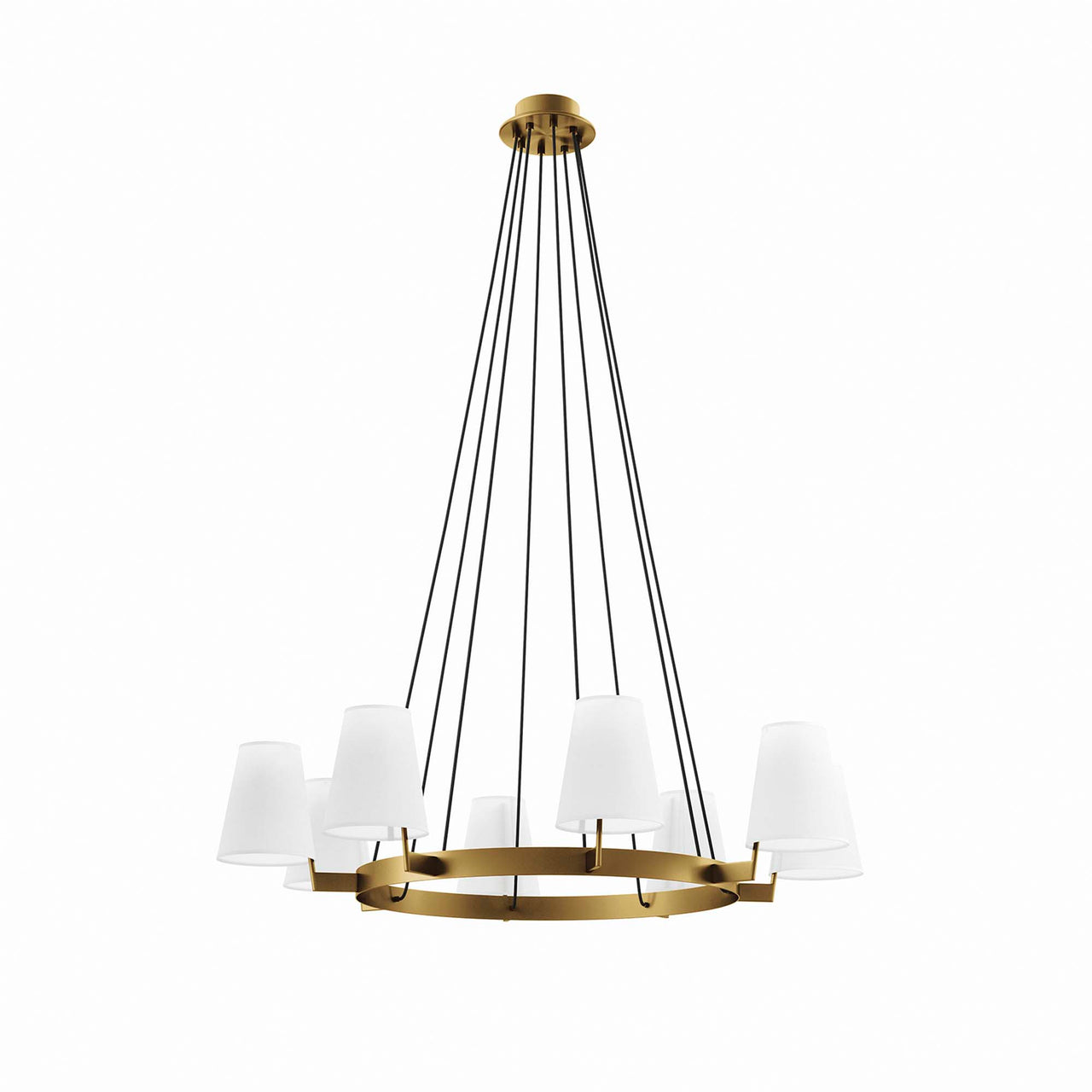 Surround 8-Light Chandelier, White & Satin Brass