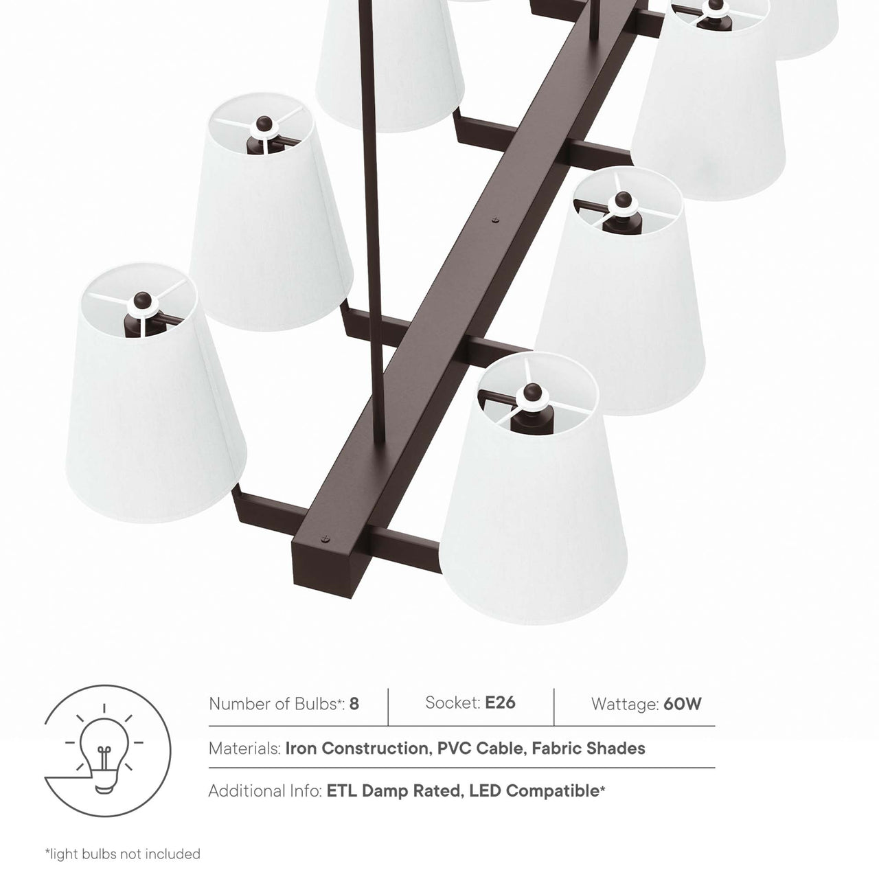 Tressan Chandelier, White & Bronze