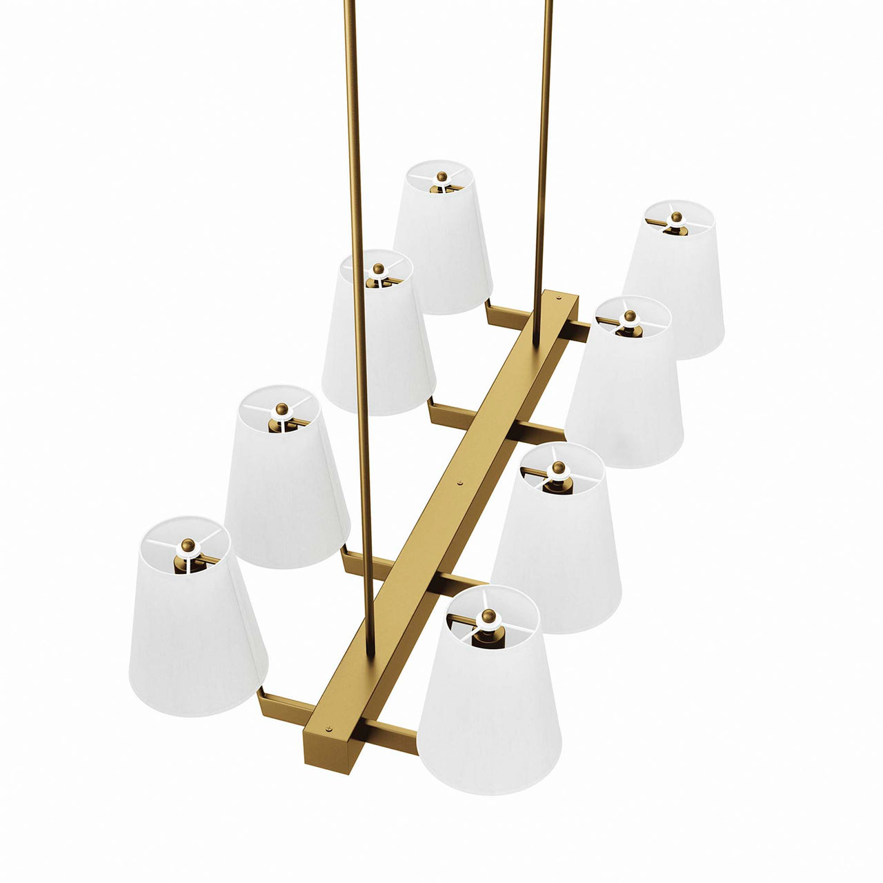 Tressan Chandelier, White & Satin Brass