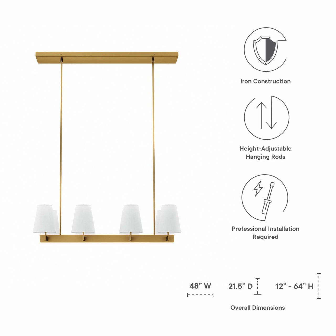 Tressan Chandelier, White & Satin Brass