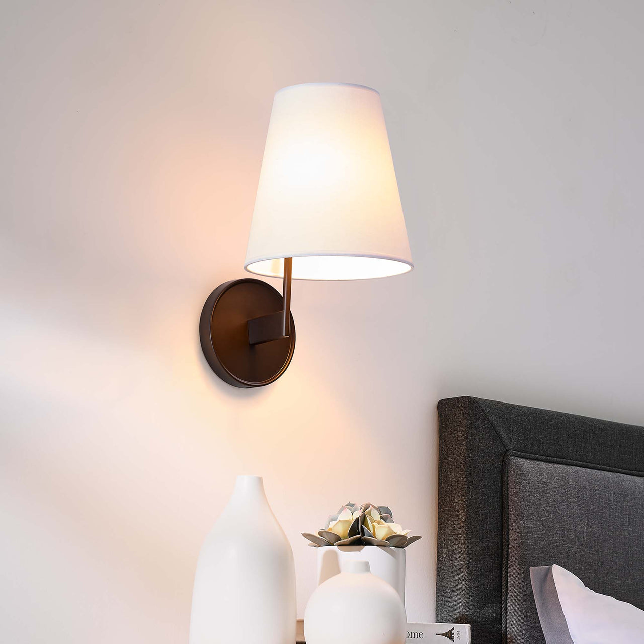 Bind Wall Sconce, White & Bronze