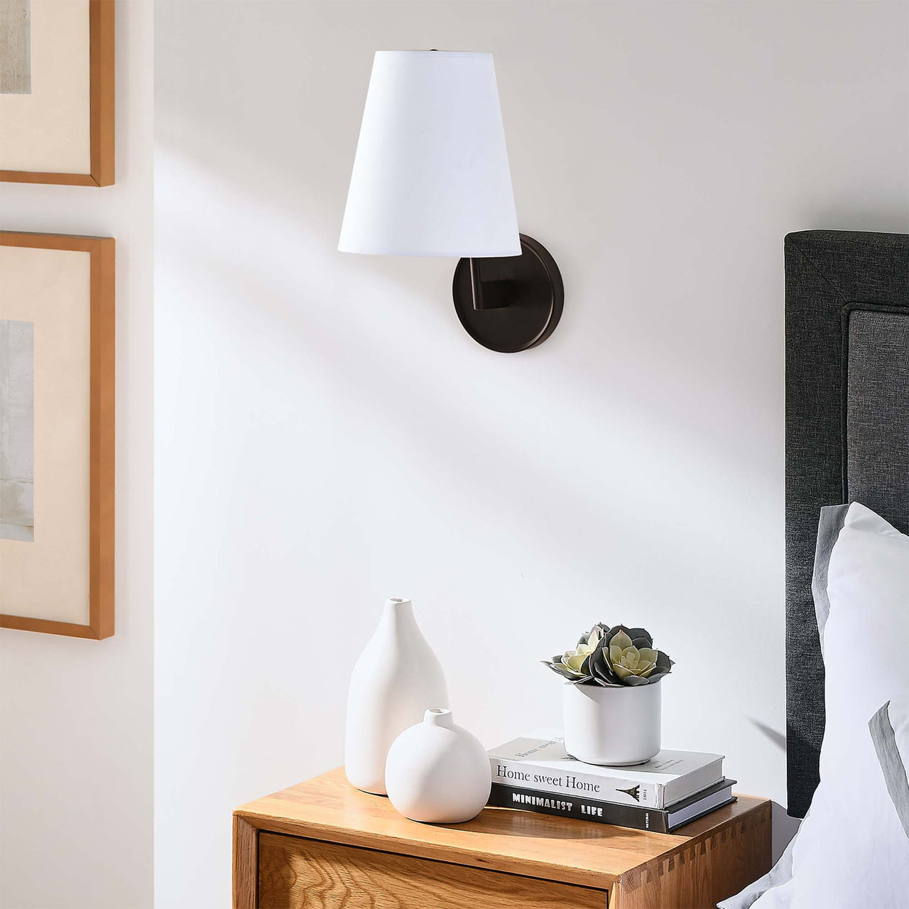 Bind Wall Sconce, White & Bronze