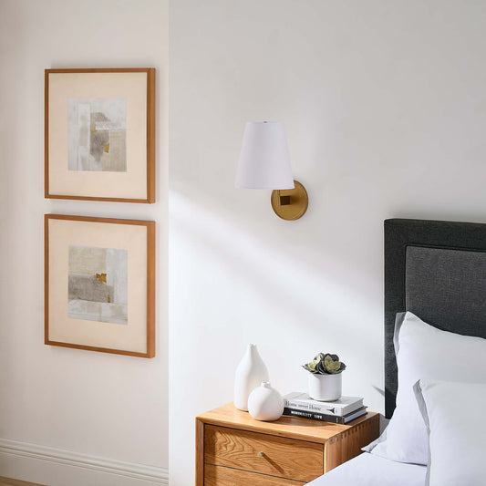 Bind Wall Sconce, White & Satin Brass