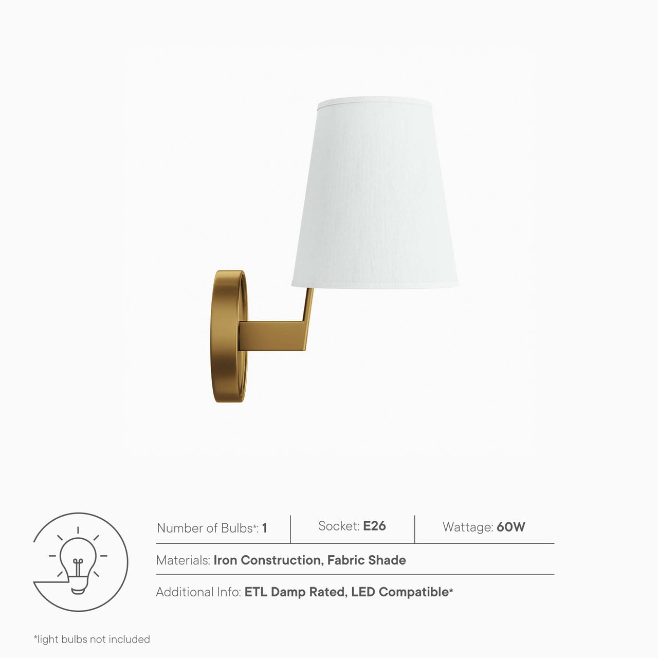 Bind Wall Sconce, White & Satin Brass