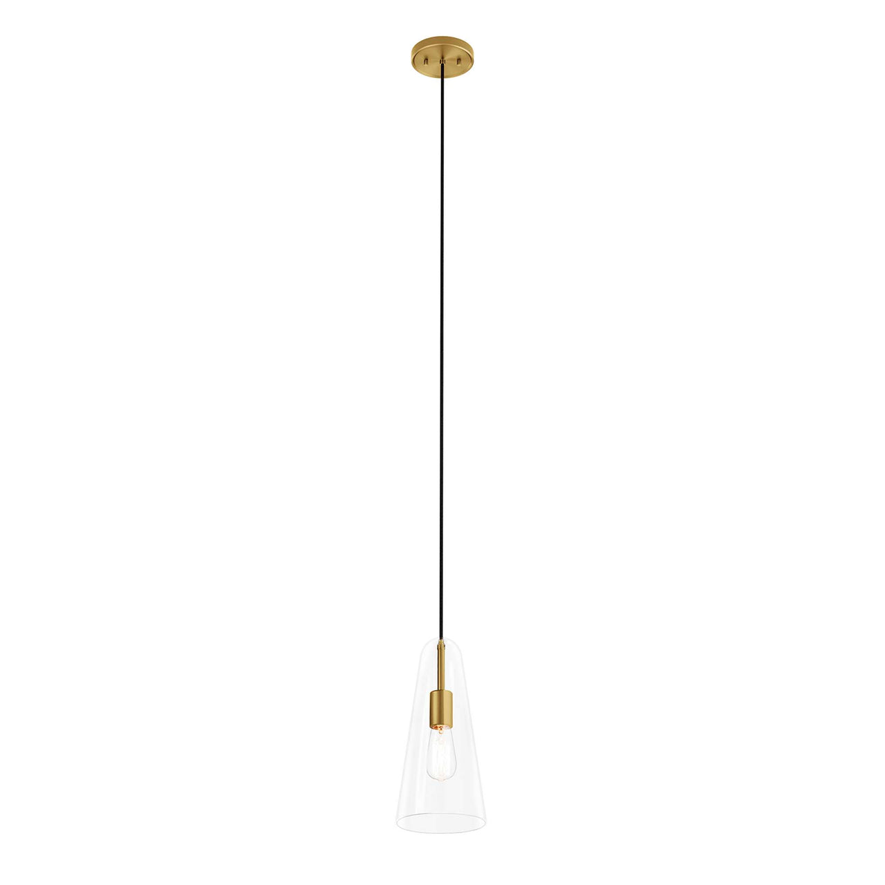 Lucen Pendant Light, Clear & Satin Brass