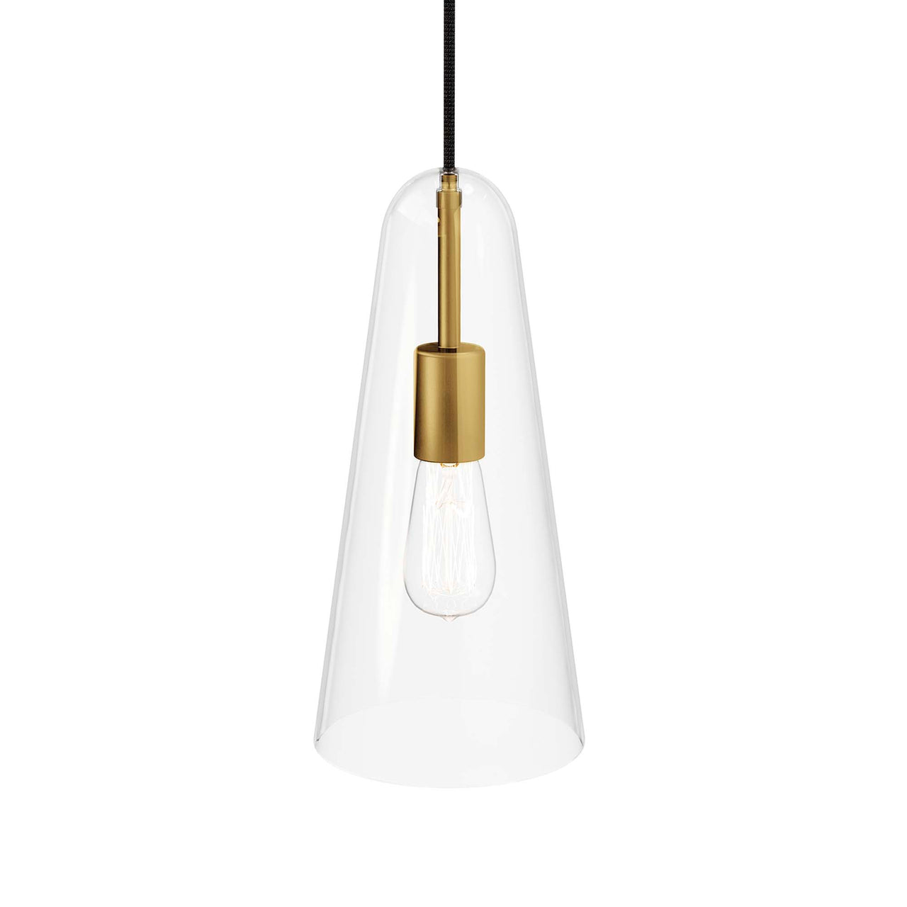 Lucen Pendant Light, Clear & Satin Brass