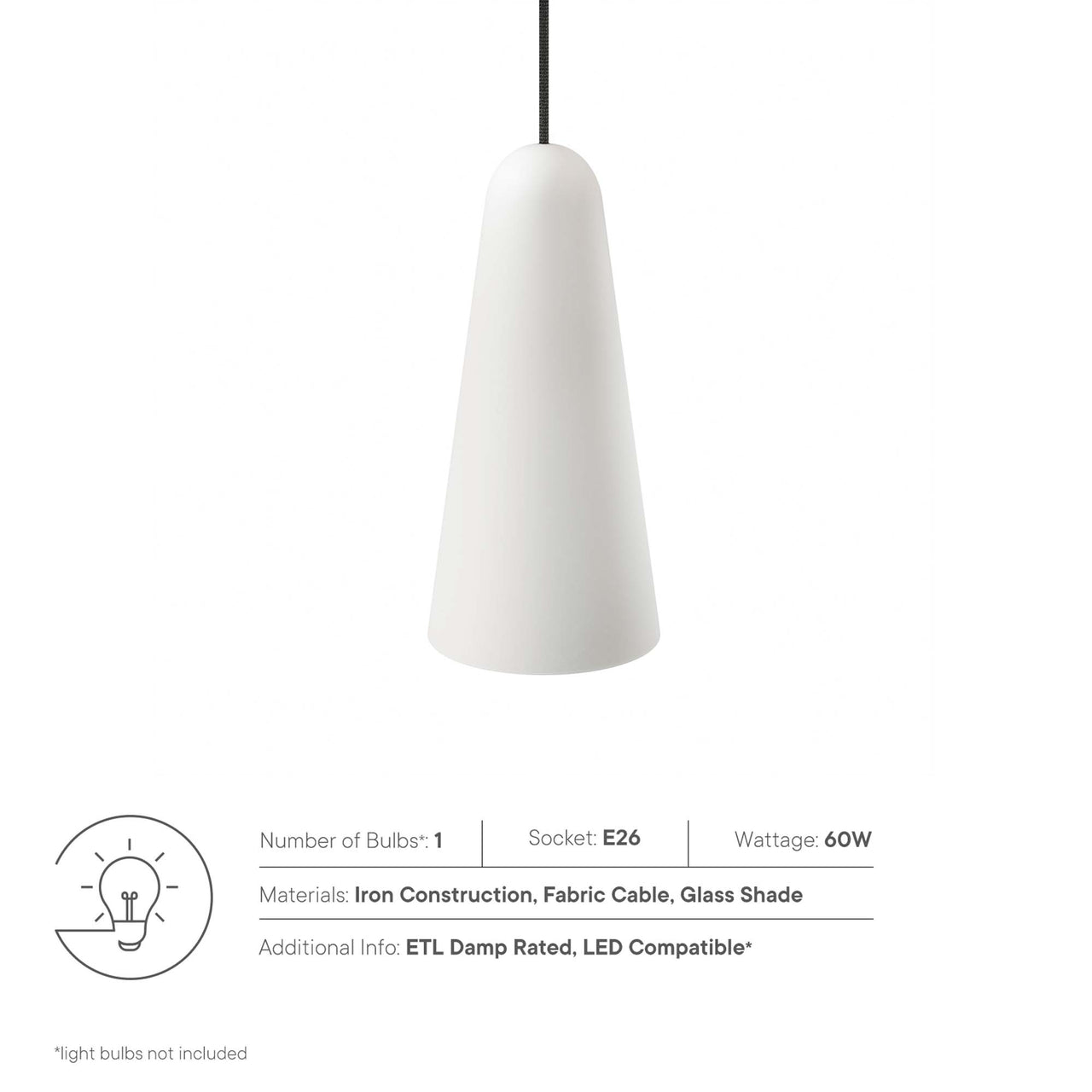 Lucen Pendant Light, Opal & Black