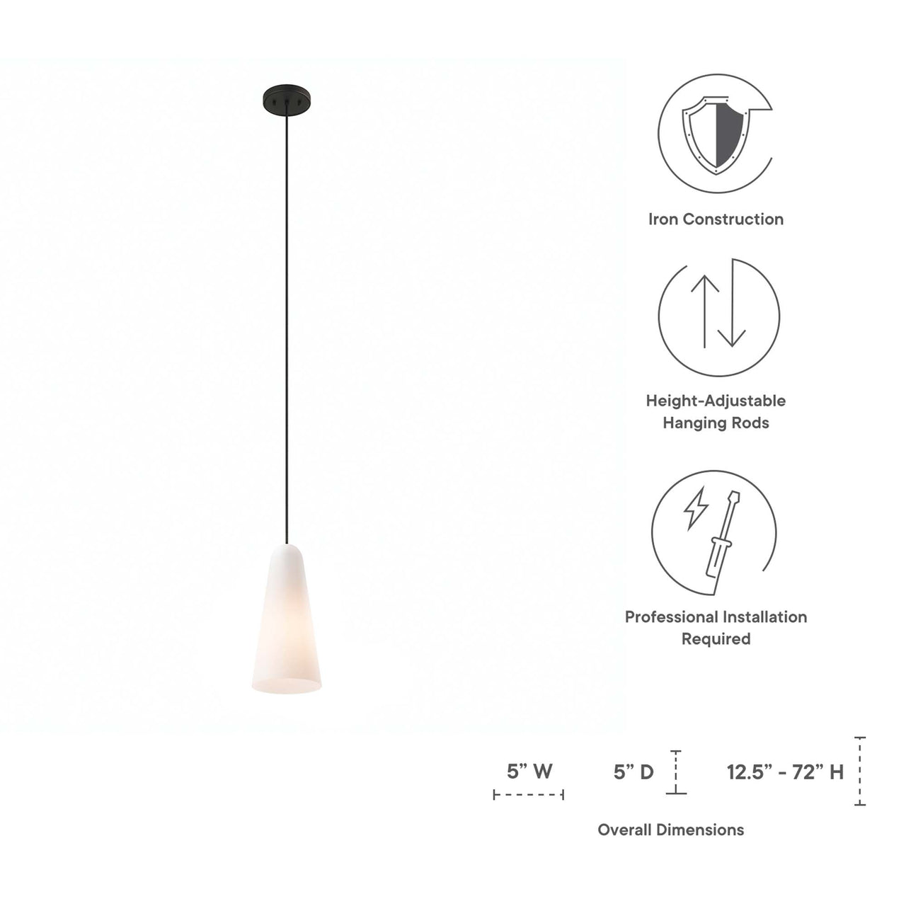 Lucen Pendant Light, Opal & Black