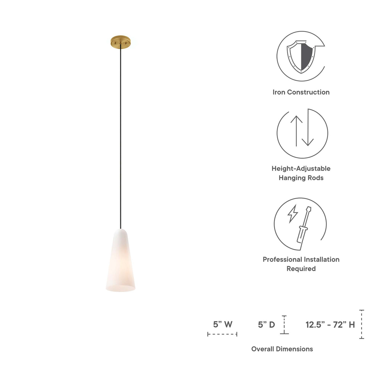 Lucen Pendant Light, Opal & Satin Brass