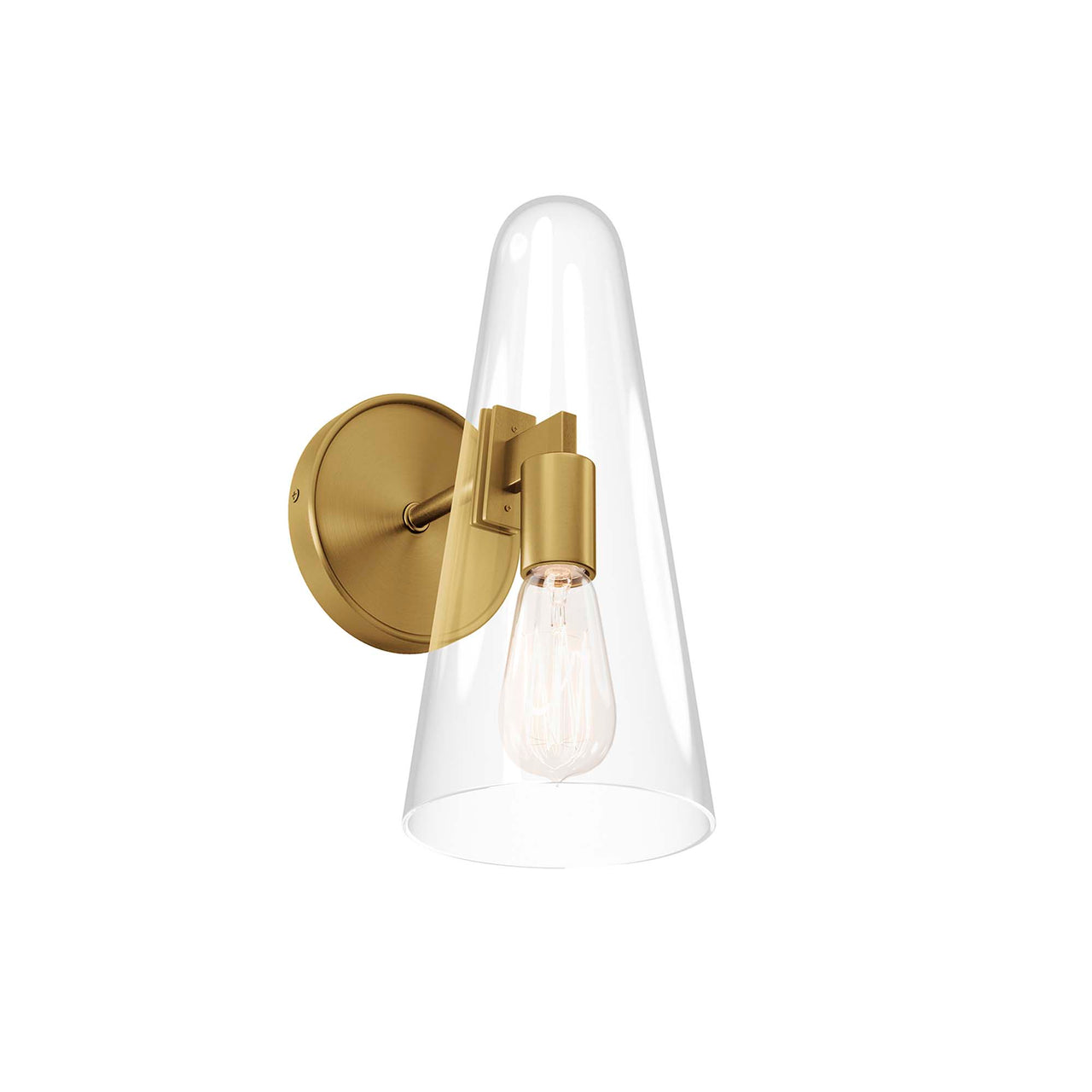 Lucen 1-Light Wall Sconce, Clear & Satin Brass
