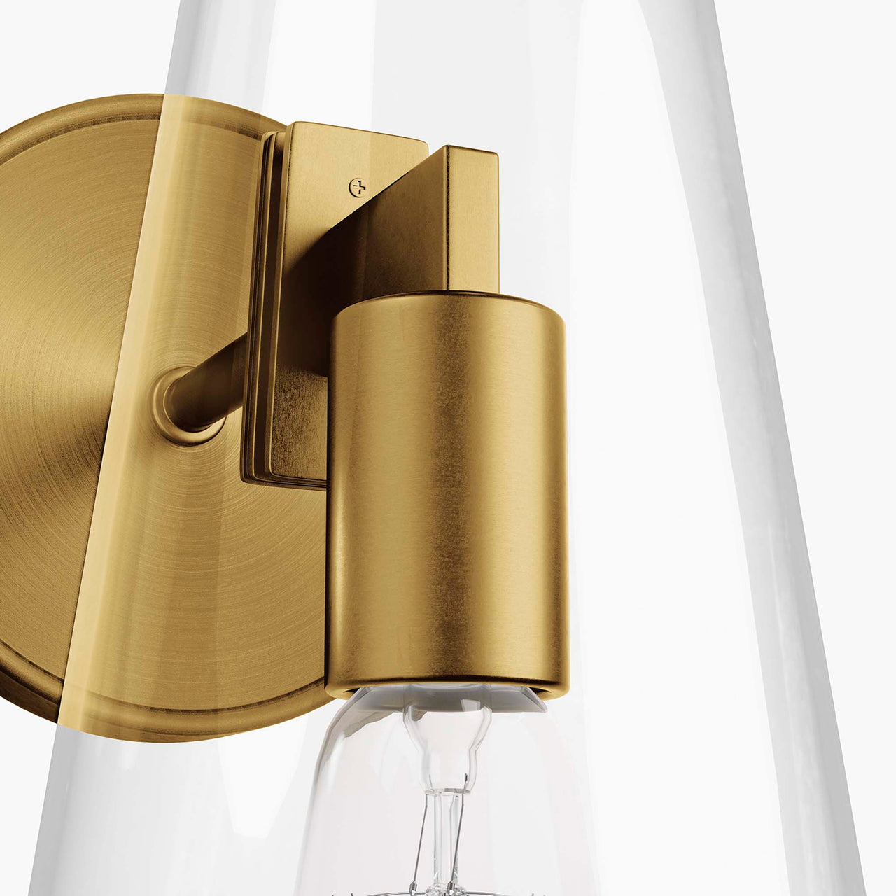 Lucen 1-Light Wall Sconce, Clear & Satin Brass