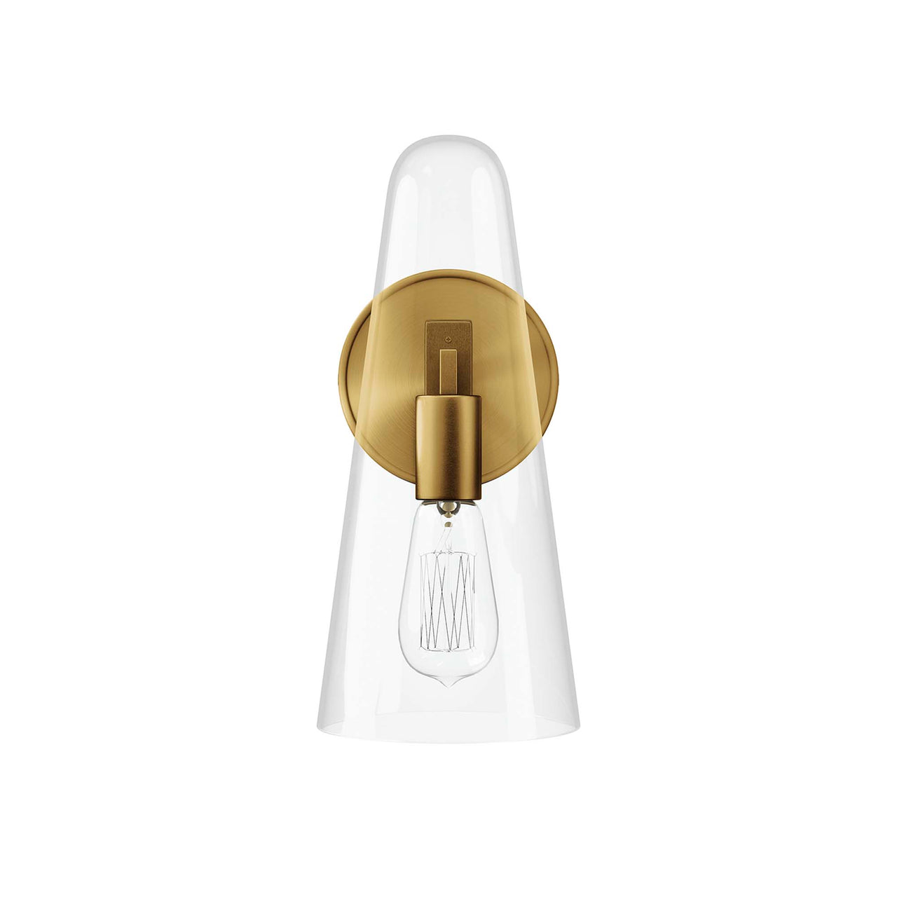 Lucen 1-Light Wall Sconce, Clear & Satin Brass