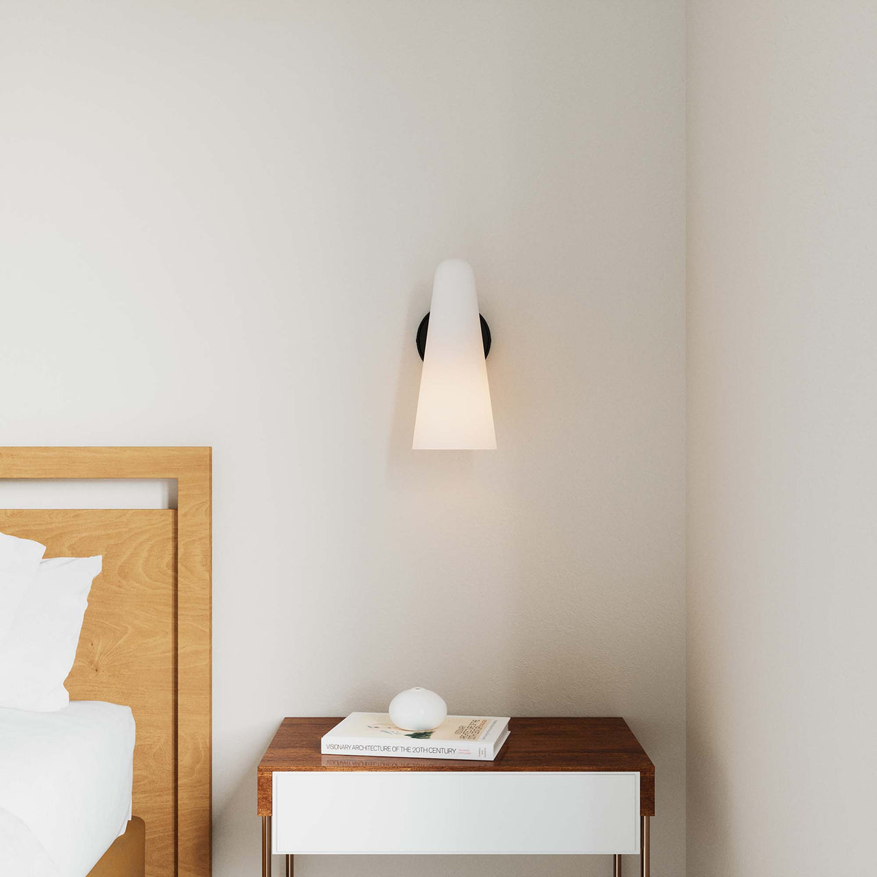 Lucen 1-Light Wall Sconce, Opal & Black