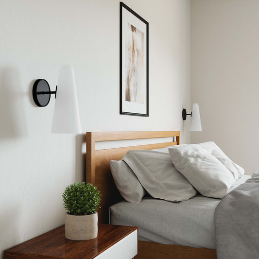 Lucen 1-Light Wall Sconce, Opal & Black