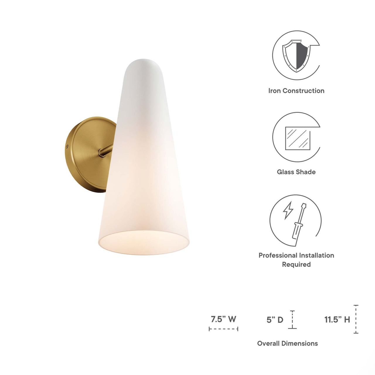 Lucen 1-Light Wall Sconce, Opal & Satin Brass