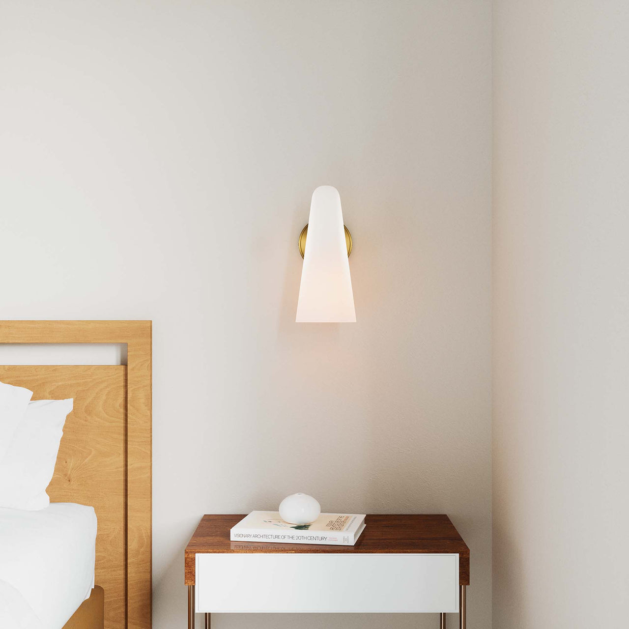 Lucen 1-Light Wall Sconce, Opal & Satin Brass