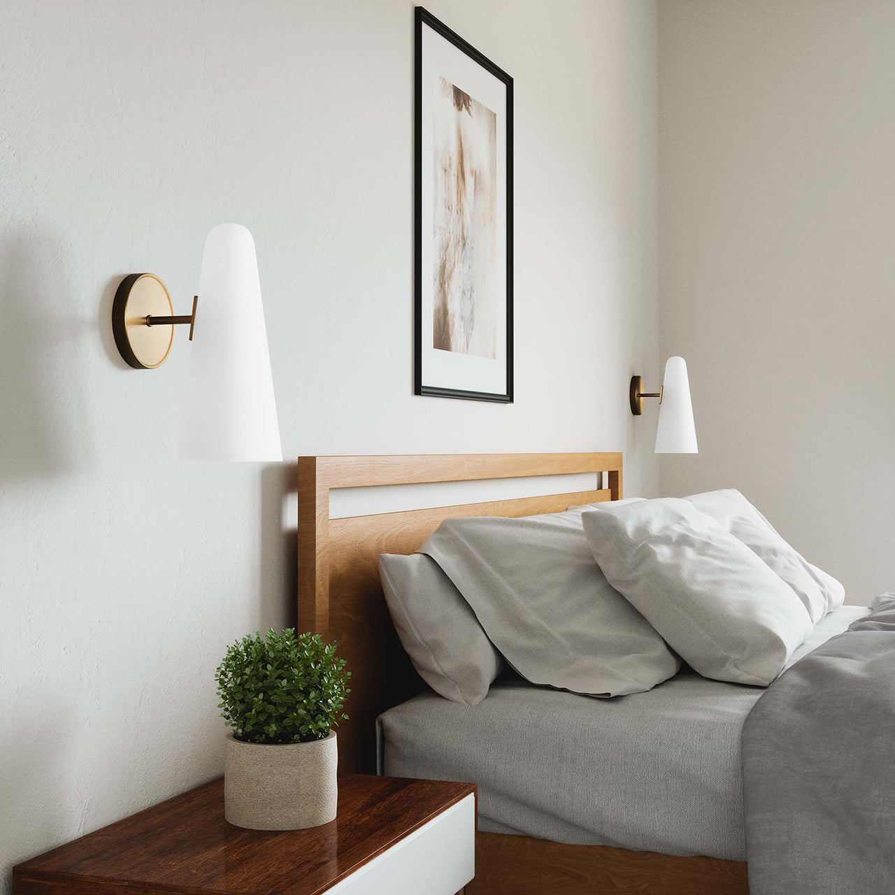 Lucen 1-Light Wall Sconce, Opal & Satin Brass