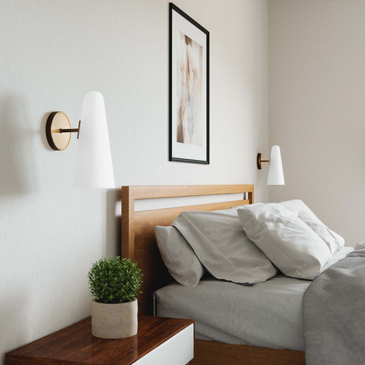 Lucen 1-Light Wall Sconce, Opal & Satin Brass