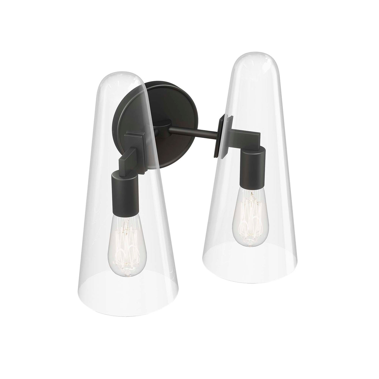 Lucen 2-Light Wall Sconce, Clear & Black