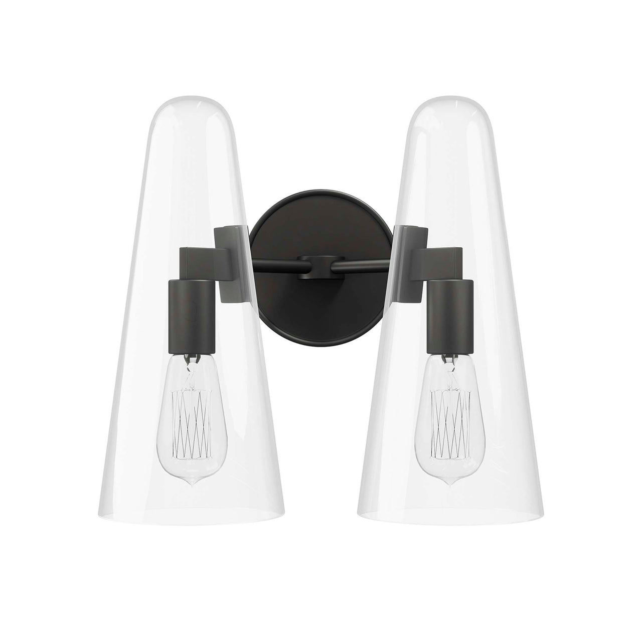 Lucen 2-Light Wall Sconce, Clear & Black