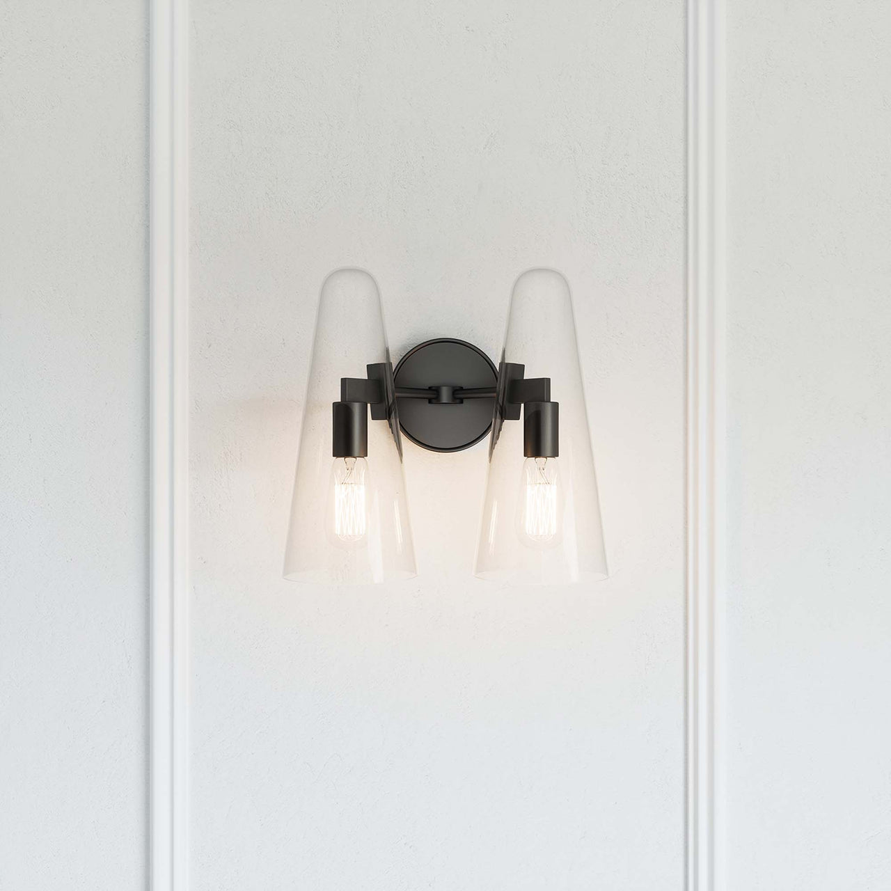 Lucen 2-Light Wall Sconce, Clear & Black