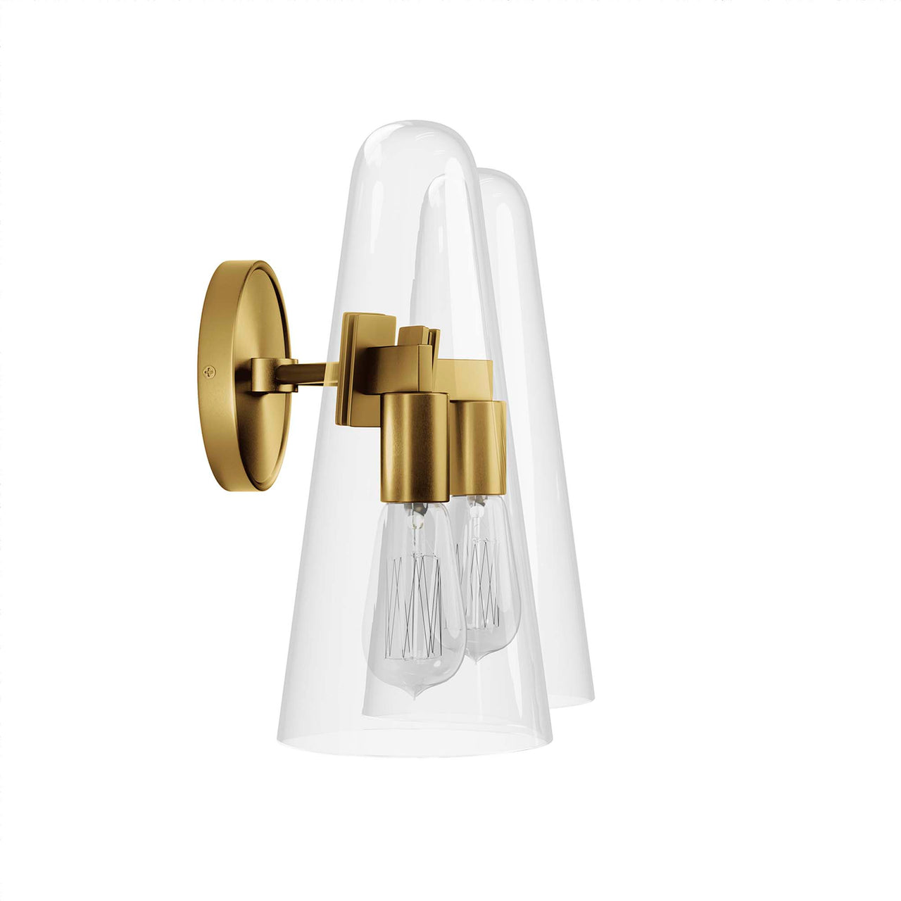 Lucen 2-Light Wall Sconce, Clear & Satin Brass