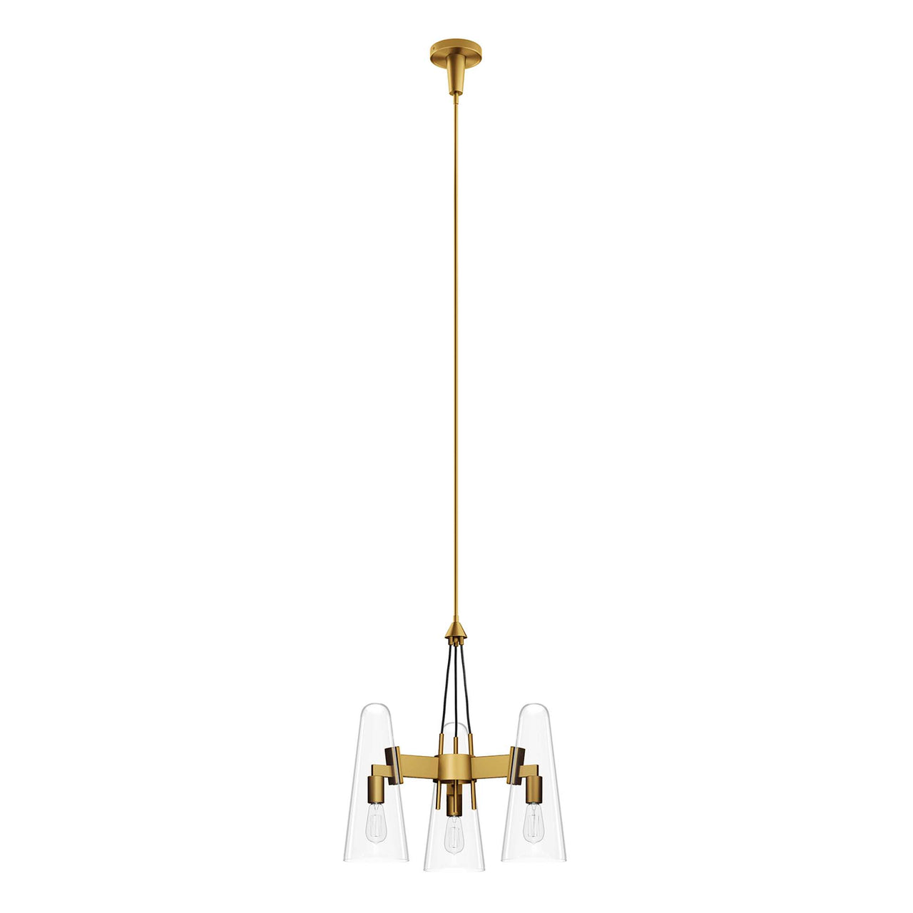 Lucen 3-Light Pendant Light, Clear & Satin Brass