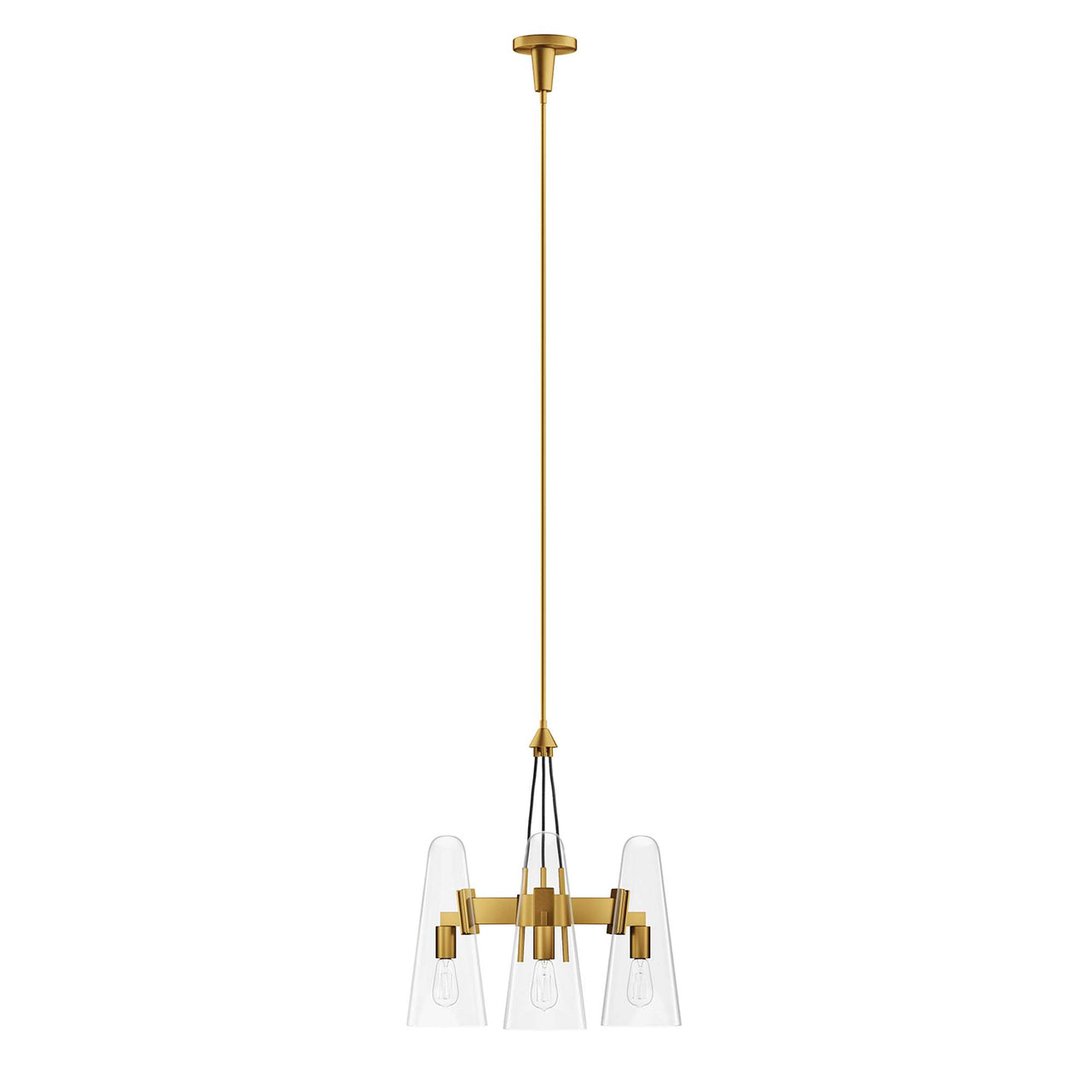 Lucen 3-Light Pendant Light, Clear & Satin Brass