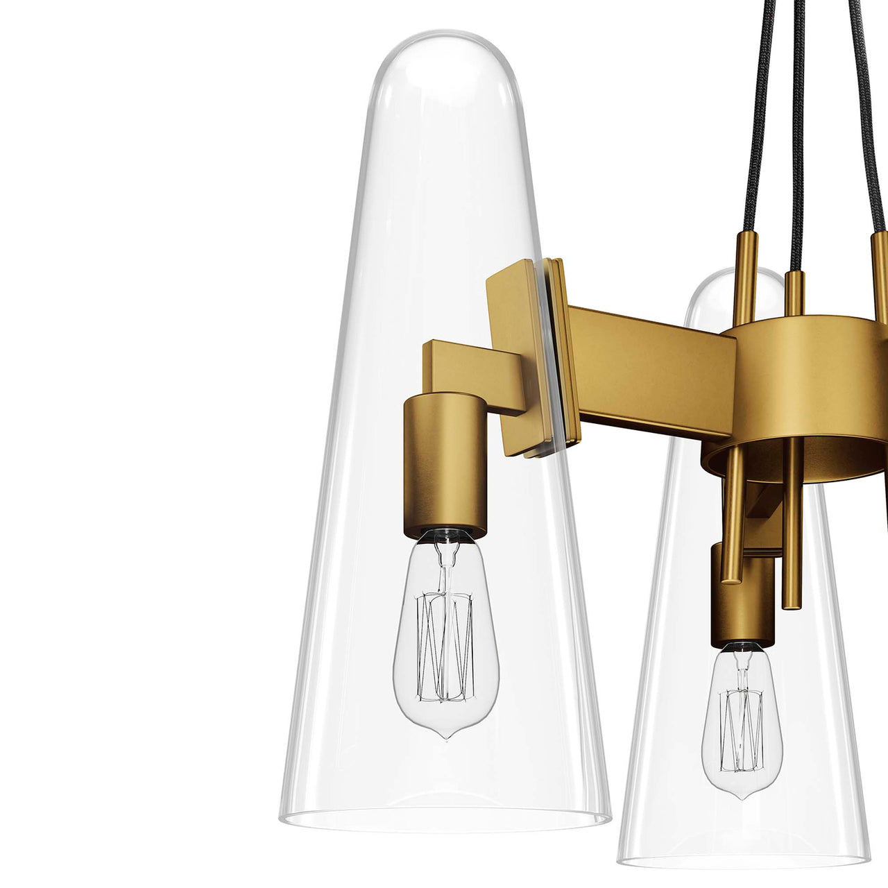 Lucen 3-Light Pendant Light, Clear & Satin Brass