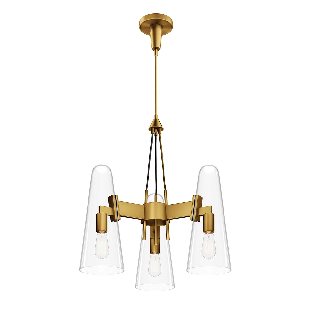Lucen 3-Light Pendant Light, Clear & Satin Brass