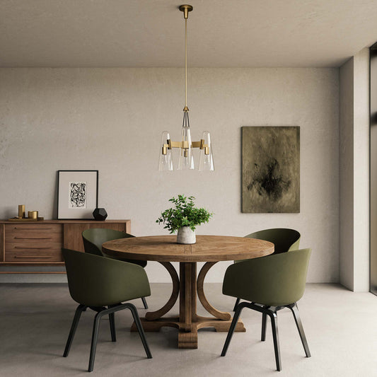 Lucen 3-Light Pendant Light, Clear & Satin Brass