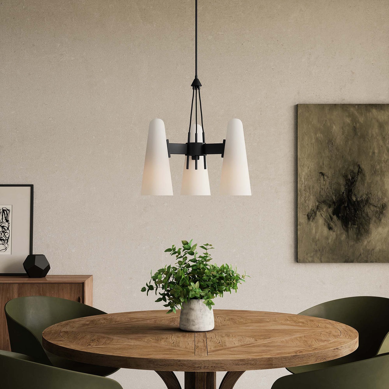 Lucen 3-Light Pendant Light, Opal & Black