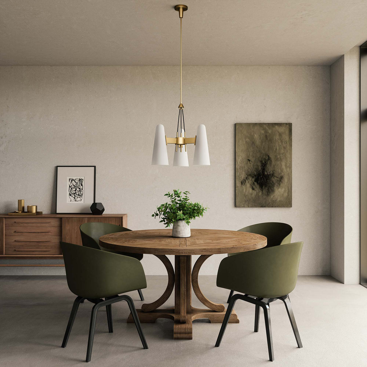 Lucen 3-Light Pendant Light, Opal & Satin Brass