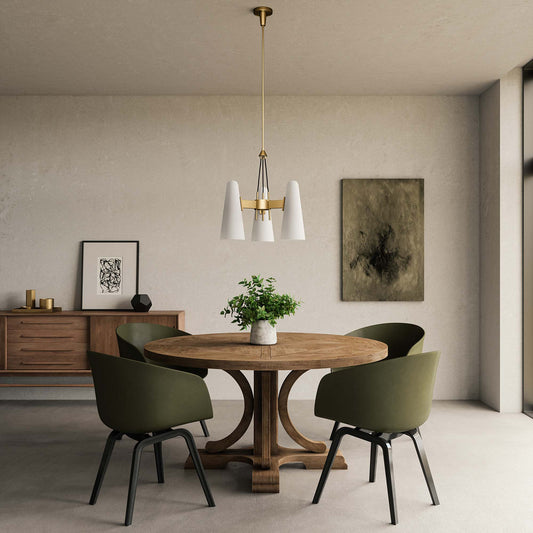 Lucen 3-Light Pendant Light, Opal & Satin Brass