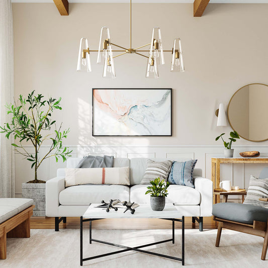 Lucen Chandelier, Clear & Satin Brass