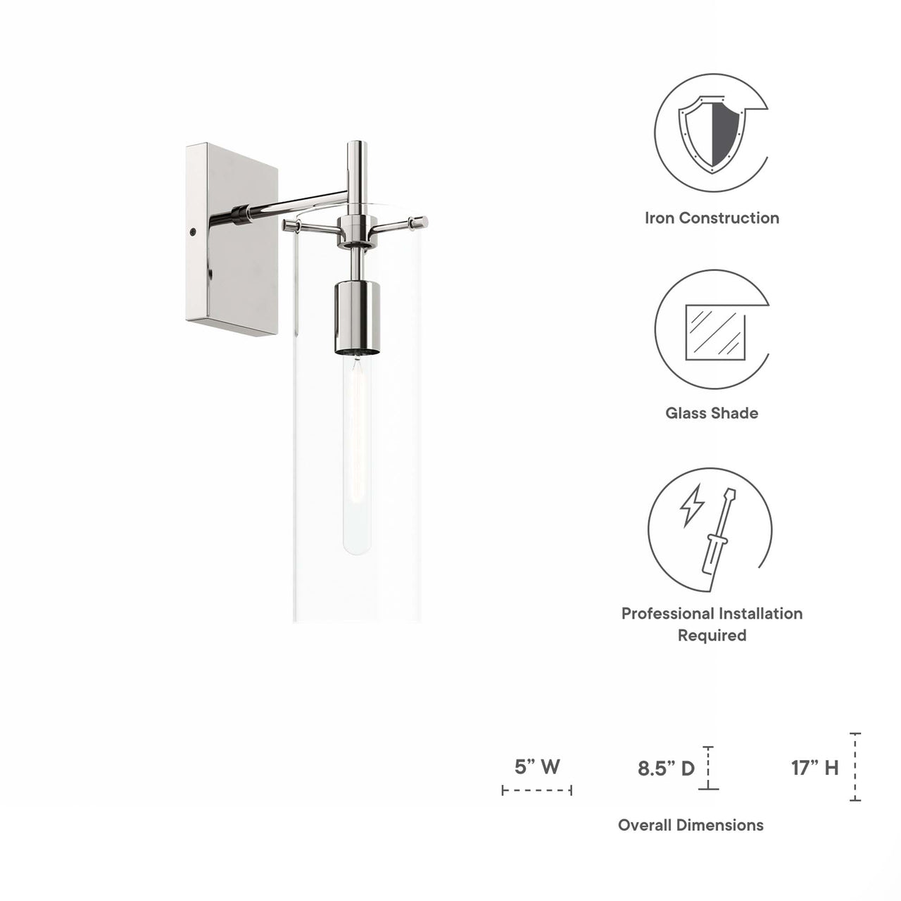 Caelum Wall Sconce, Polished Nickel