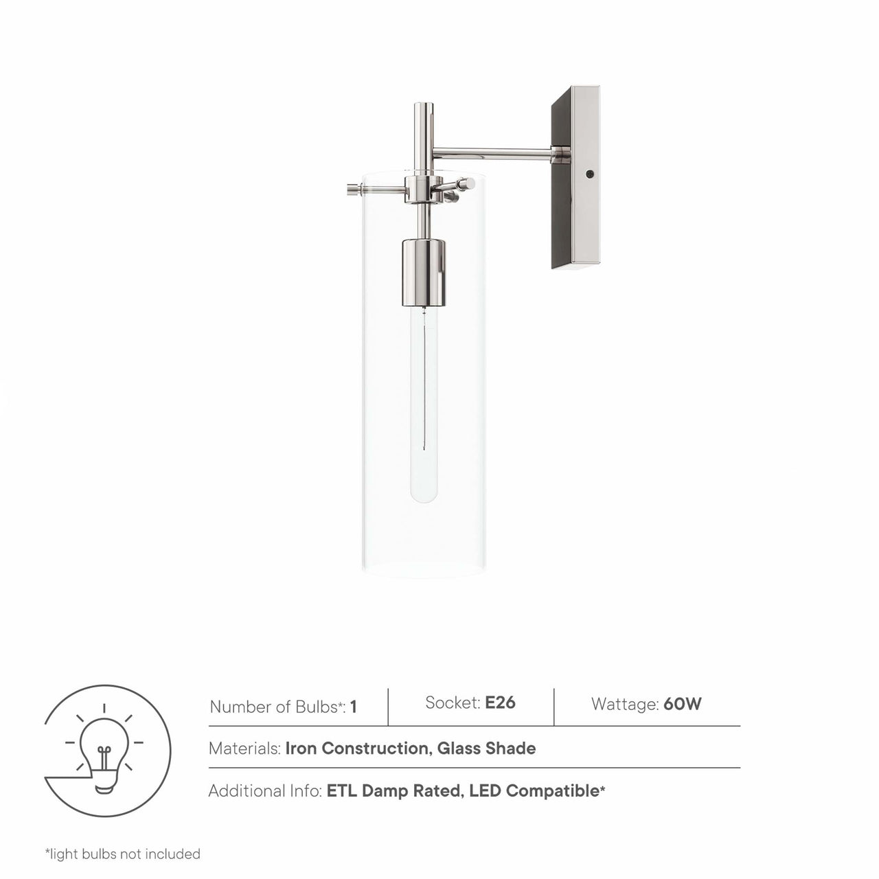Caelum Wall Sconce, Polished Nickel