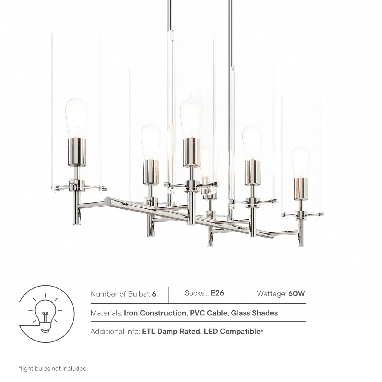 Caelum Chandelier, Polished Nickel