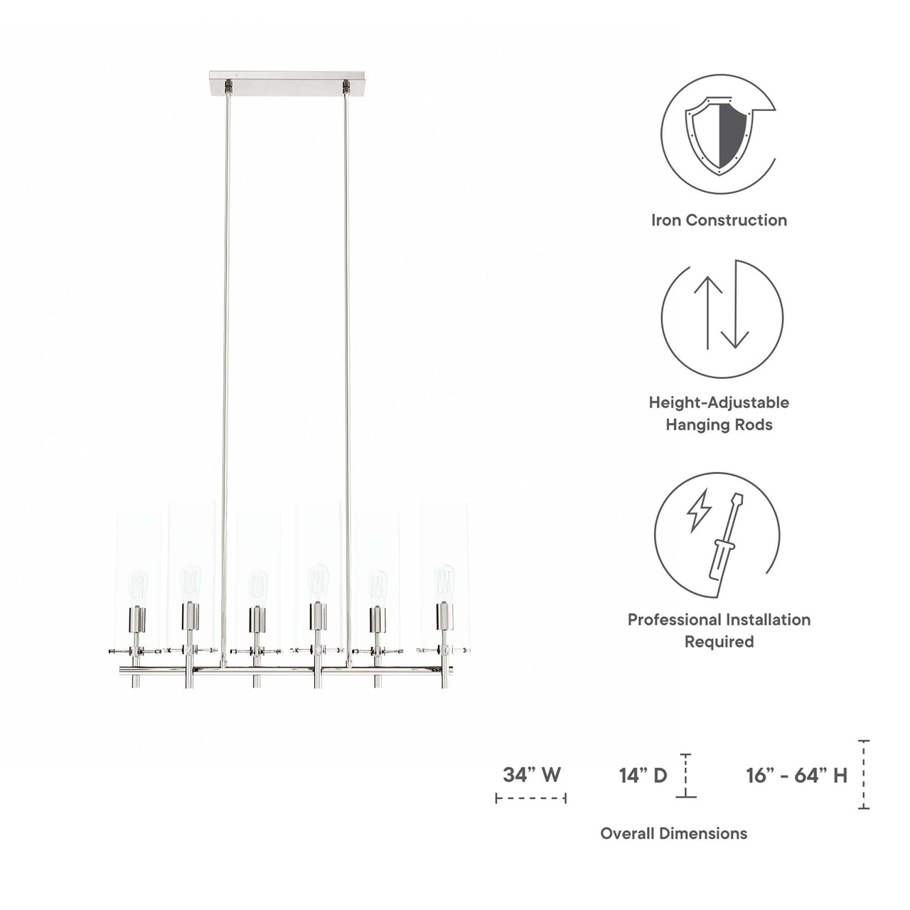 Caelum Chandelier, Polished Nickel
