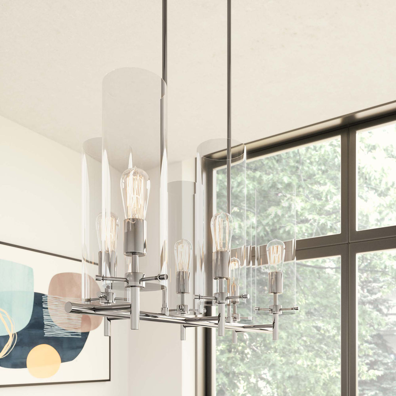 Caelum Chandelier, Polished Nickel