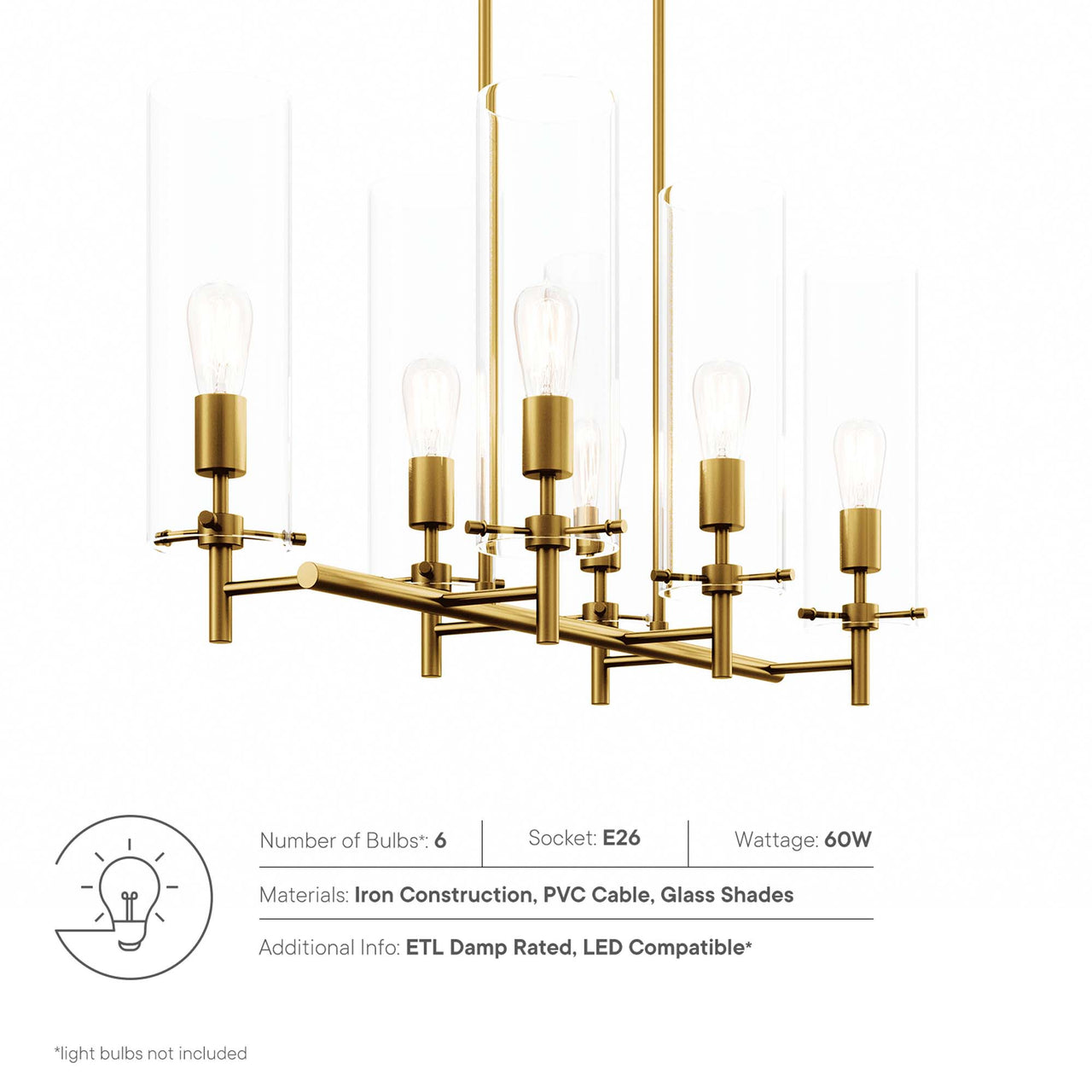 Caelum Chandelier, Satin Brass