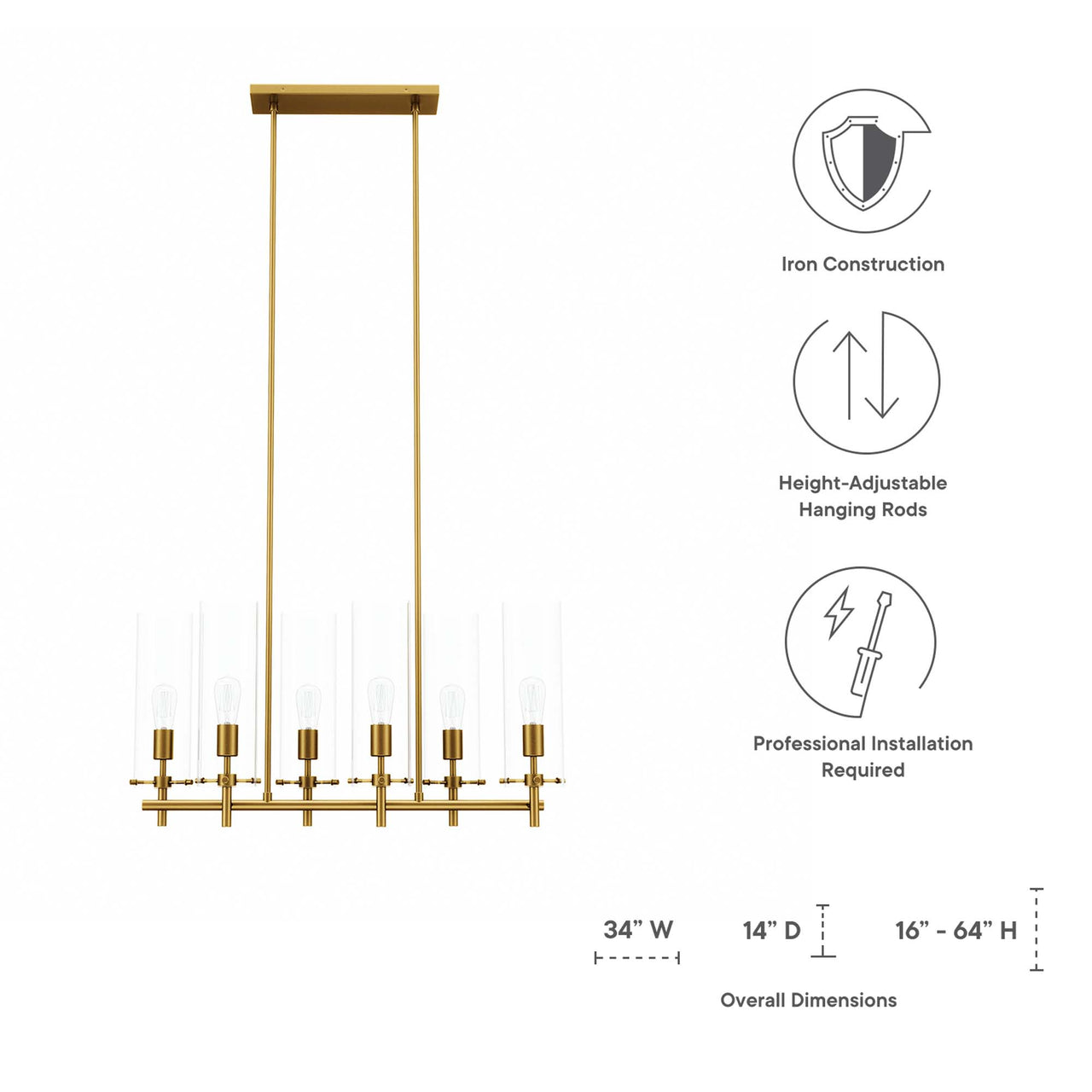 Caelum Chandelier, Satin Brass