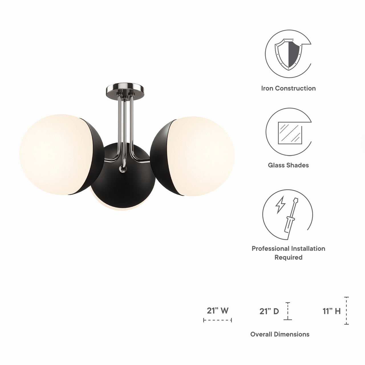 Starlight Semi-Flush Ceiling Light, Polished Nickel