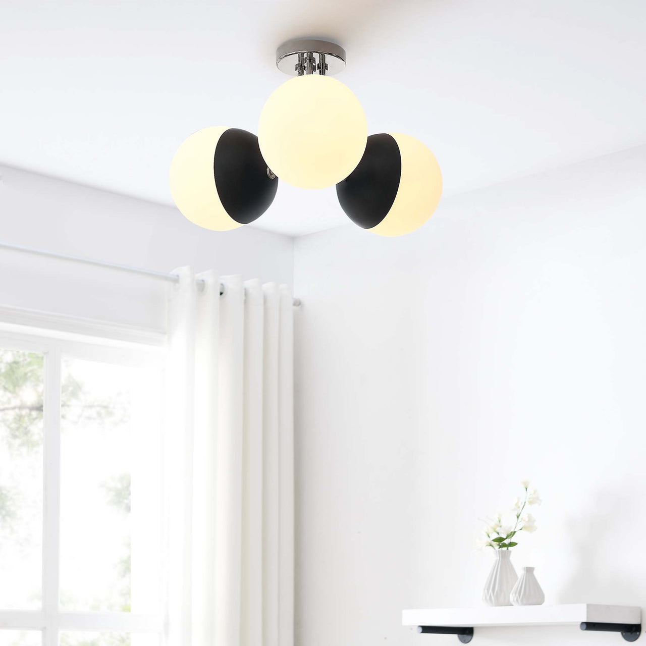 Starlight Semi-Flush Ceiling Light, Polished Nickel