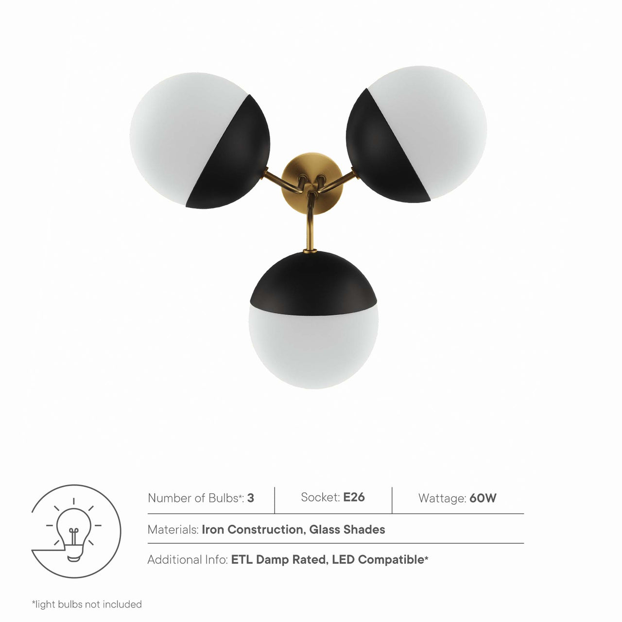 Starlight Semi-Flush Ceiling Light, Satin Brass